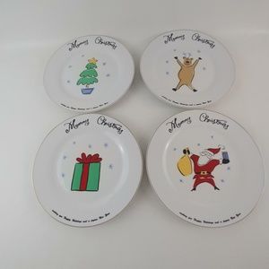 Set of 4 Merry Brite Christmas Dinner Plates 10.5"